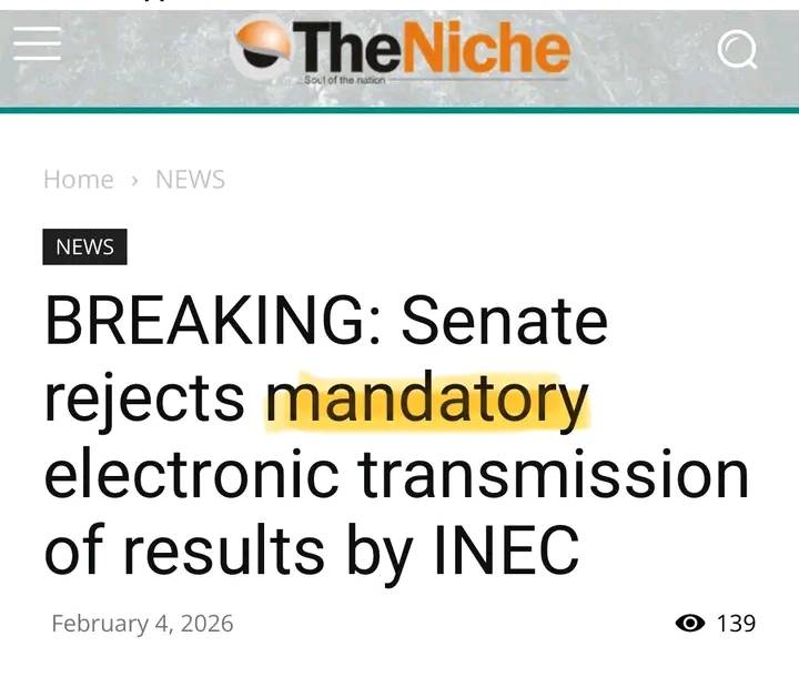 A non-mandatory electronic transmission of results from the polling units favors the political party...