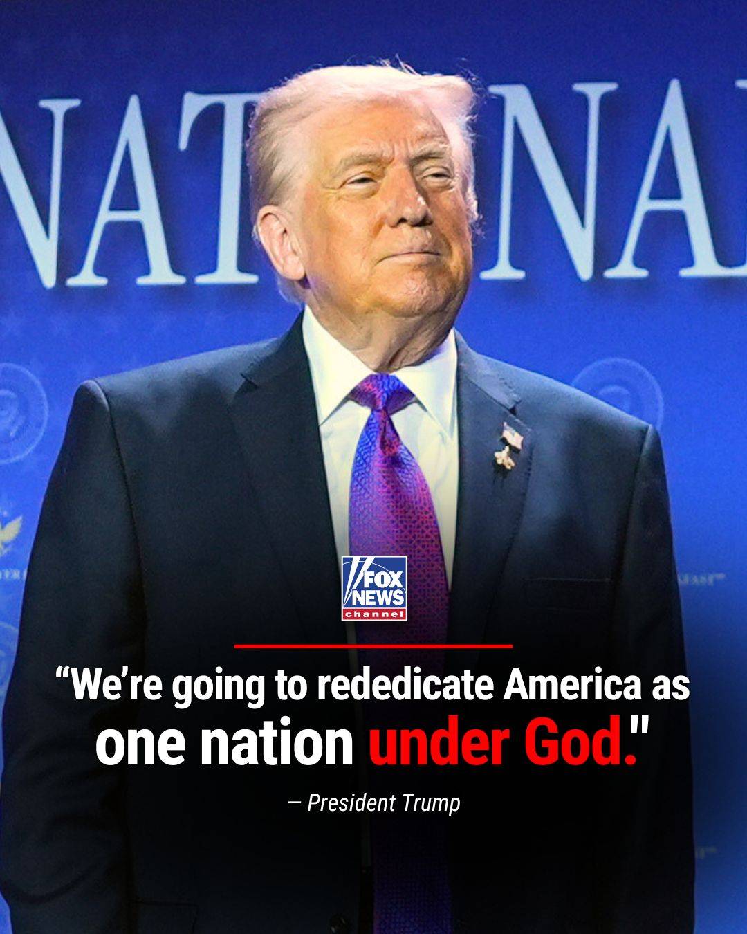 UNITED IN FAITH: President Trump announces his administration will "rededicate America as one nation...