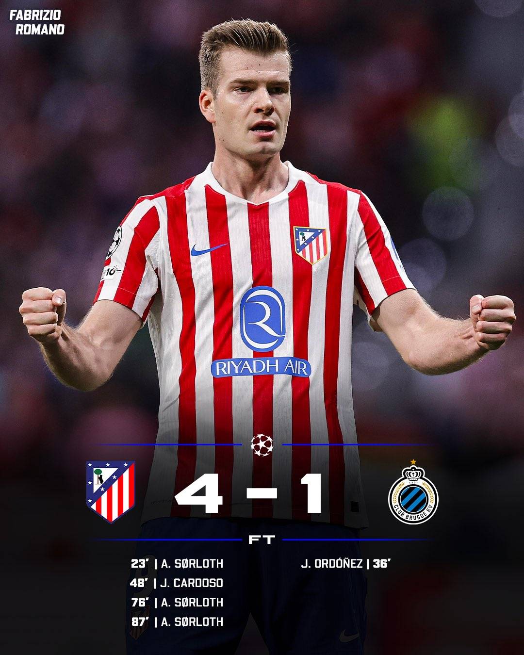 🚨 Atlético Madrid advance to next UCL stage — Club Brugge are out!
Who’s been your Man of the Mat...