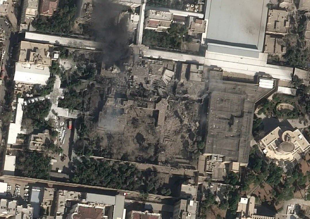 JUST IN: ๐ฎ๐ท Satellite images show several destroyed buildings at Iranian Supreme Leader Khamenei's c...
