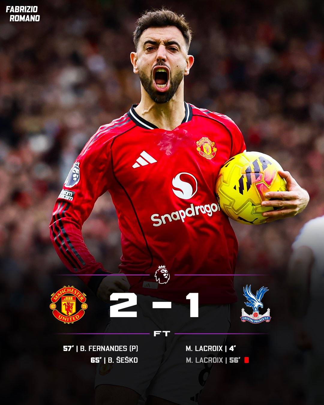 Manchester United beat Palace as they are now third in PL table! 3️⃣📈
Who’s been your Man of the M...