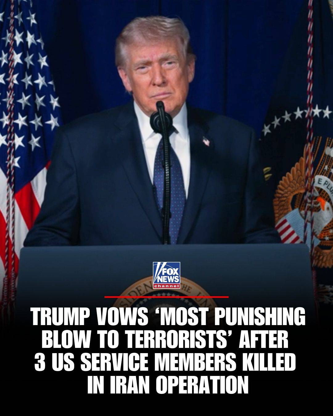 RIGHTEOUS MISSION': President Donald Trump vowed to "avenge" the deaths of three U.S. service member...