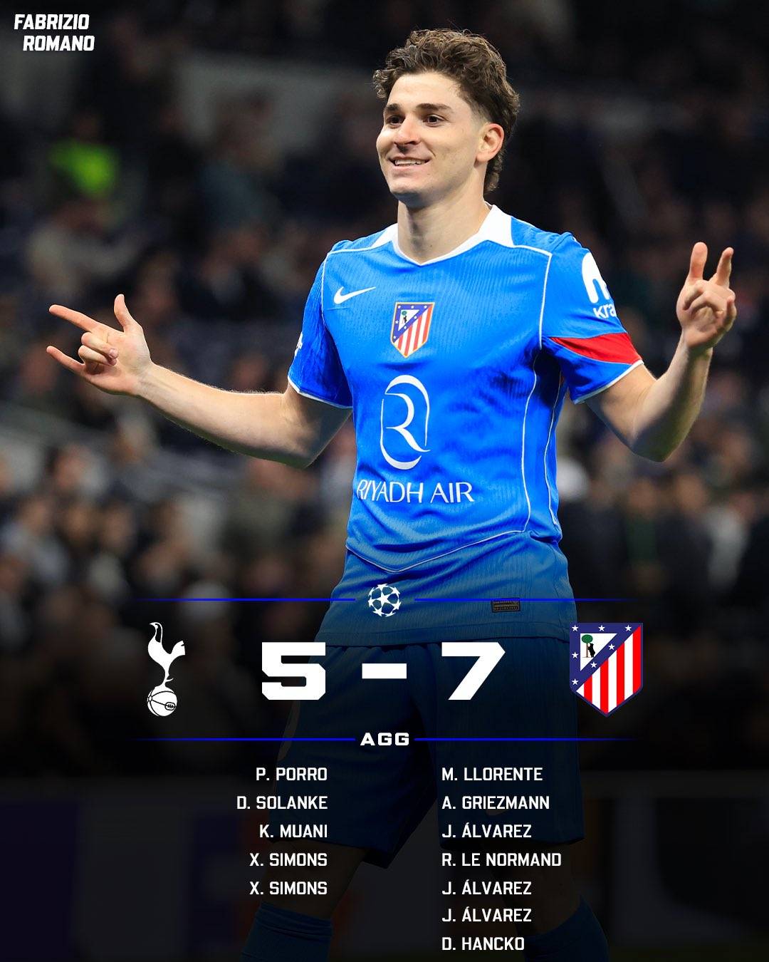 🤍🕸️ Atlético Madrid eliminate Spurs and fly into UCL quarter finals! 💥

Who’s been your Man of the...