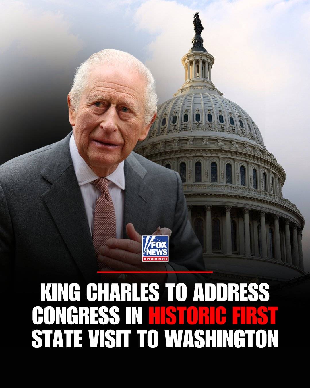 A ROYAL FIRST: England's King Charles III will visit Washington and address Congress next month in h...