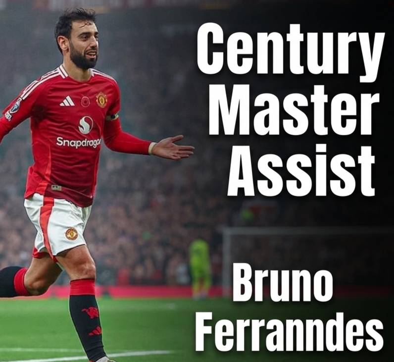 🚨Bruno Fernandes completed its 100th century assist, two assists against Aston villa in the premie...