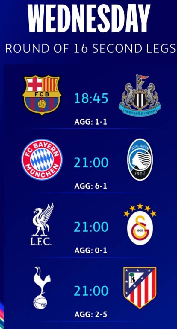 🚨⚽ Here we go again in the @UEFA champions League nock out Wednesday action.
Tonight I see the fo...