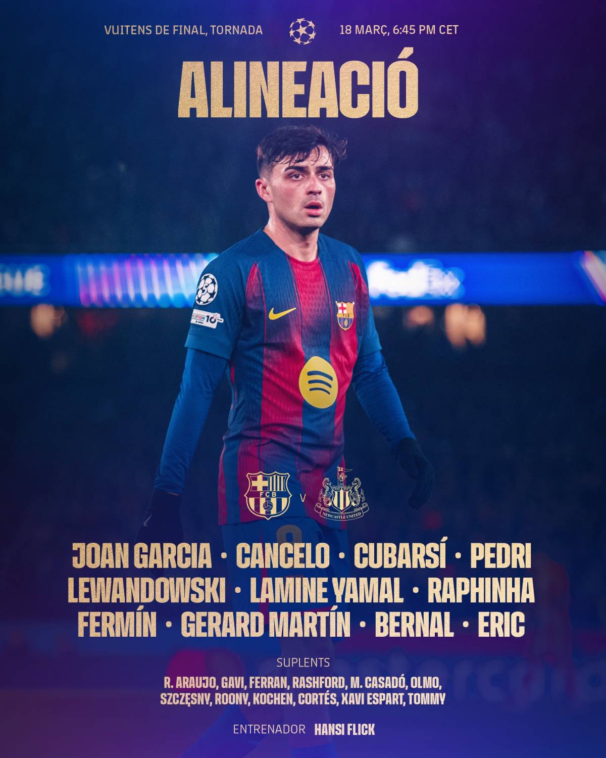 🚨⚽OFFICIAL:
BARCELONA FC STARTING ELEVEN.
It will shock Hansi Flick the way @FCBarcelona will...