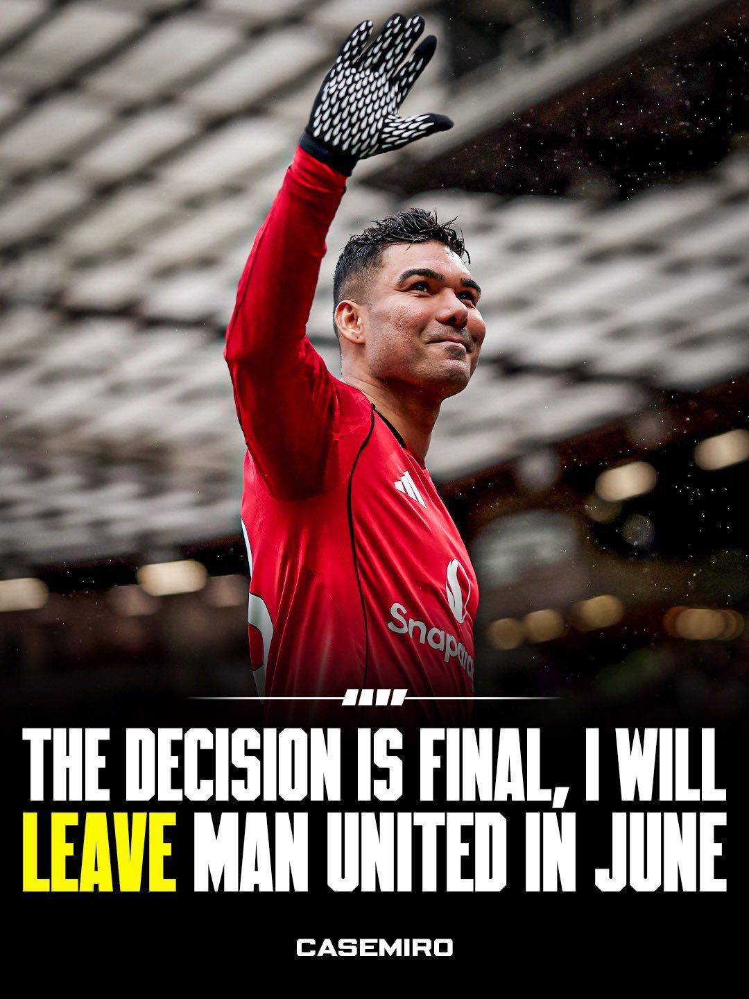 🚨⚽ Casimero has Confirmed there is no U-Turn on his decision to leave old Trafford in June.

"I en...