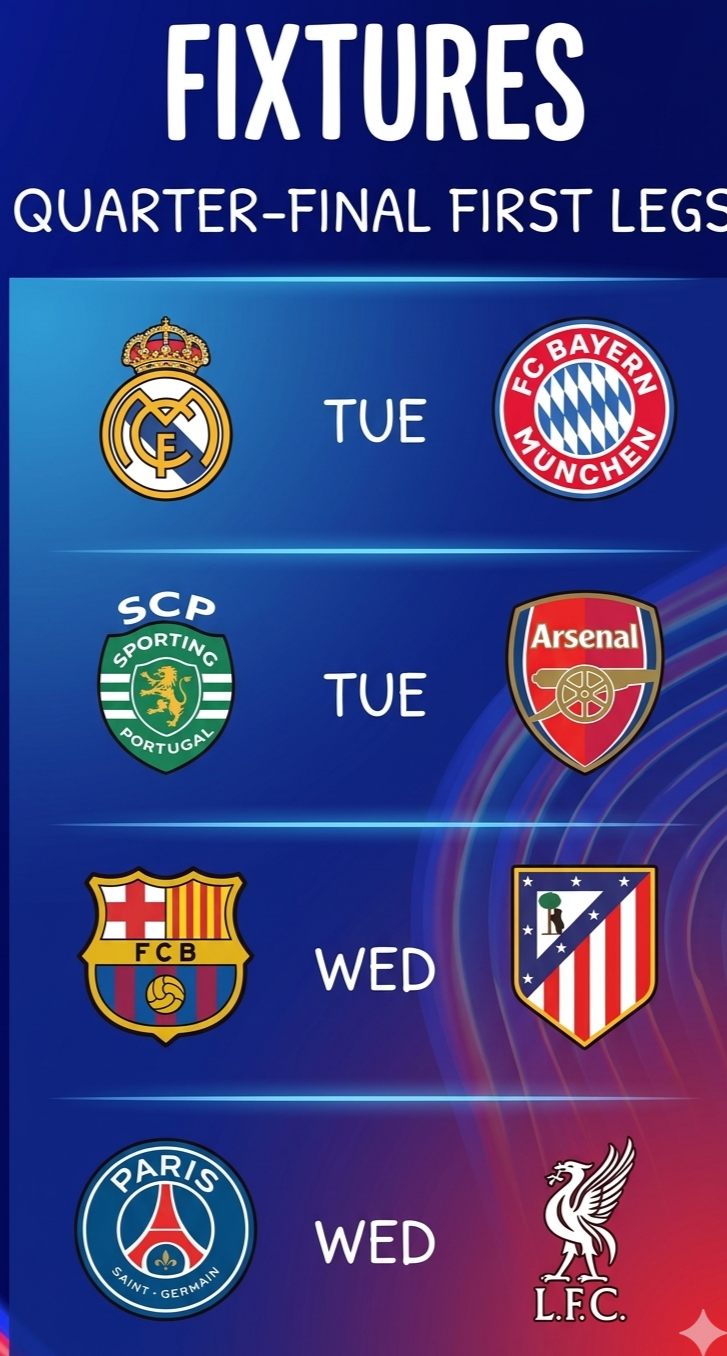 ๐จโฝ CHAMPION ๐ LEAGUE QUARTER FINAL FIRST LEG.
@ChampionsLeague
Action is back this week
@real...