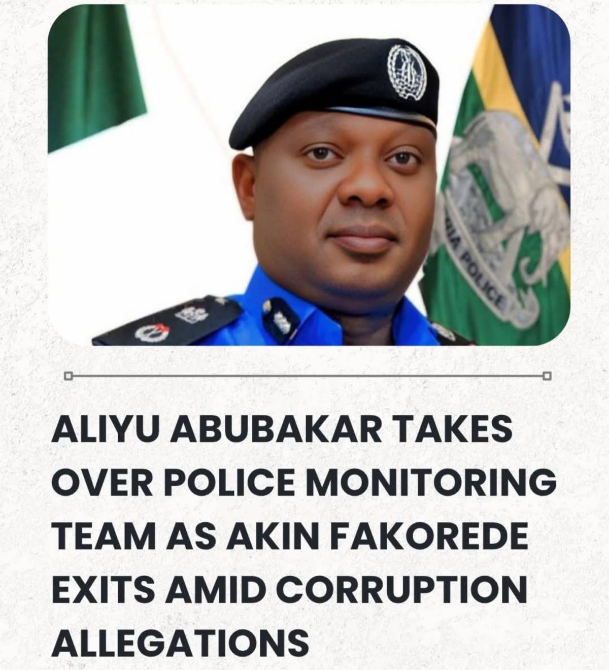 E bi like say hand don touch former Police MT.
Aliyu Abubakar Takes Over Nigeria Police Monitoring T...