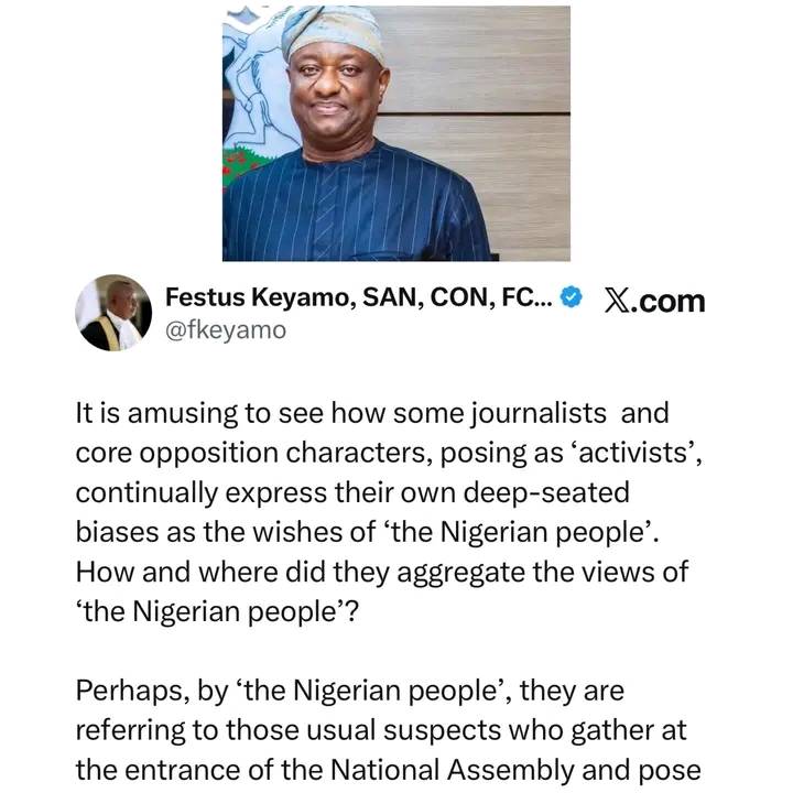 Aviation Minister, Festus Keyamo, tackles Nigerian journalists and activists who kick against the ne...