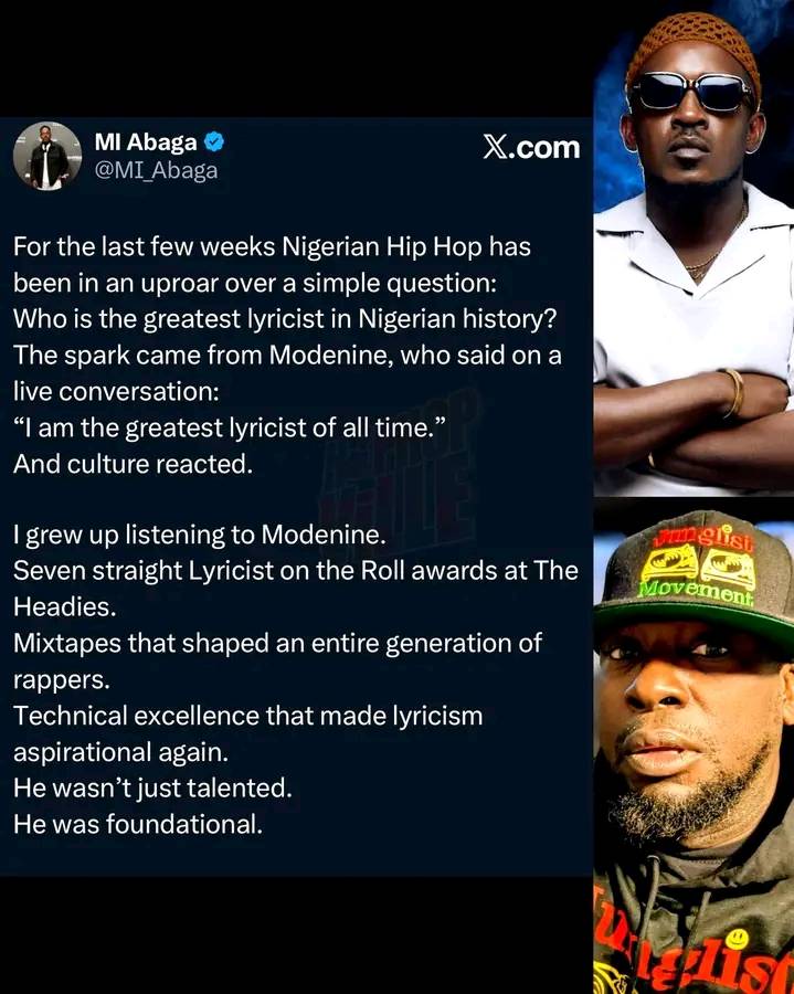 “I grew up listening to Modenine” — MI Abaga finally responds to fans comparing him to Modenine lyri...