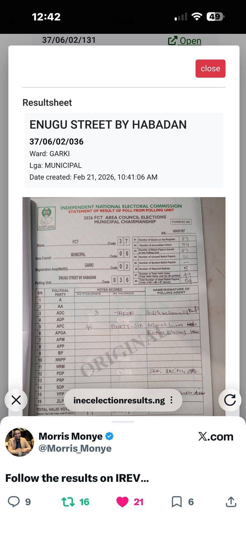 Election Results in the FCT are been mutilated and uploaded to the server.
What are shame to our de...