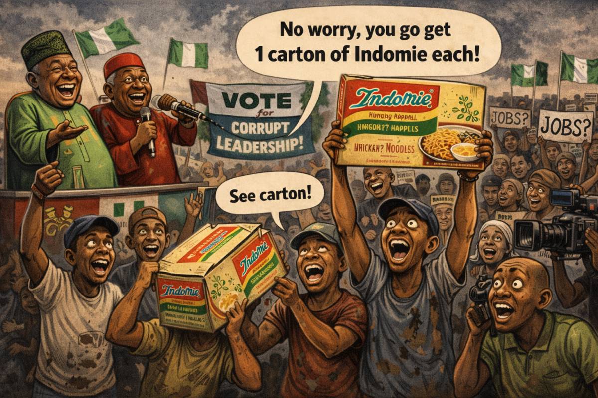 Poor unemployed graduates gather at rallies organized by bad Nigerian politicians with promise to gi...