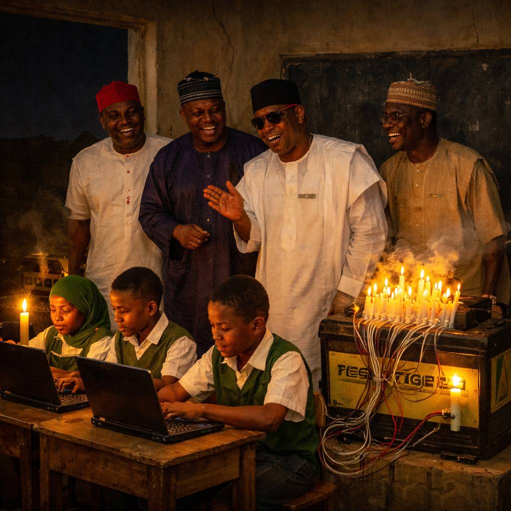 Clap for Nigerian governors as they donate computer to schools to be powered by candle light👏👏👏