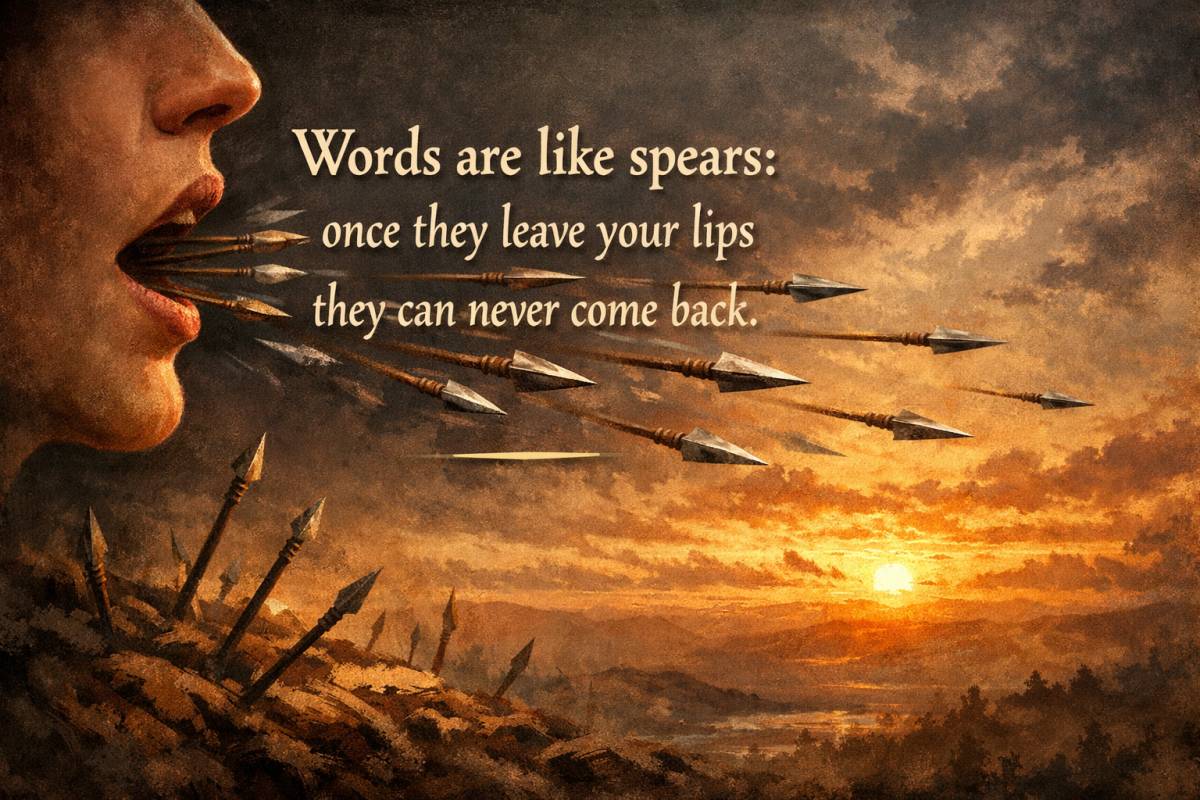 Words are like spears: once they leave your lips they can never come back." —