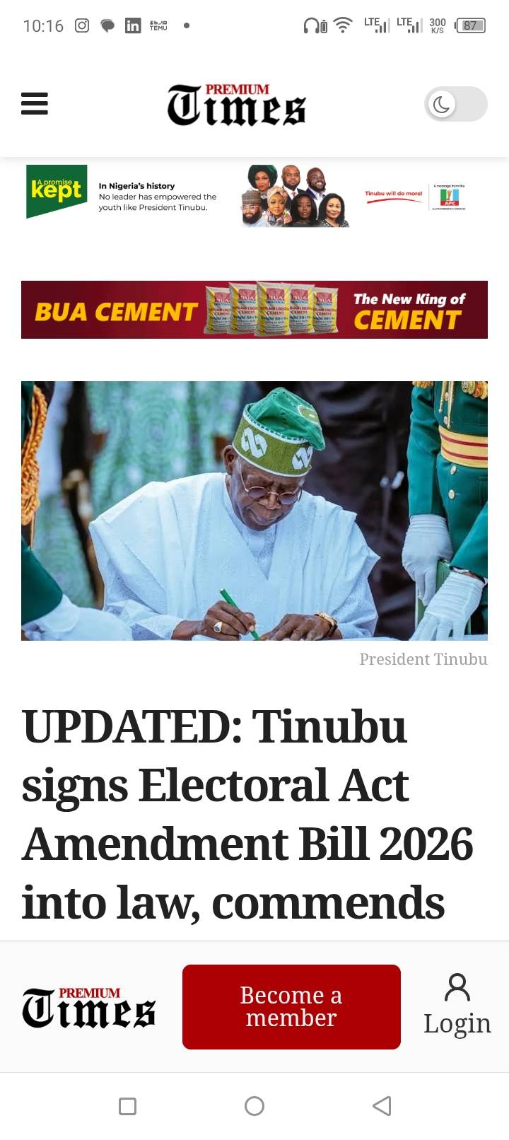 The electoral act was signed in less than 24 hours. Shame on this government.
The government of el...