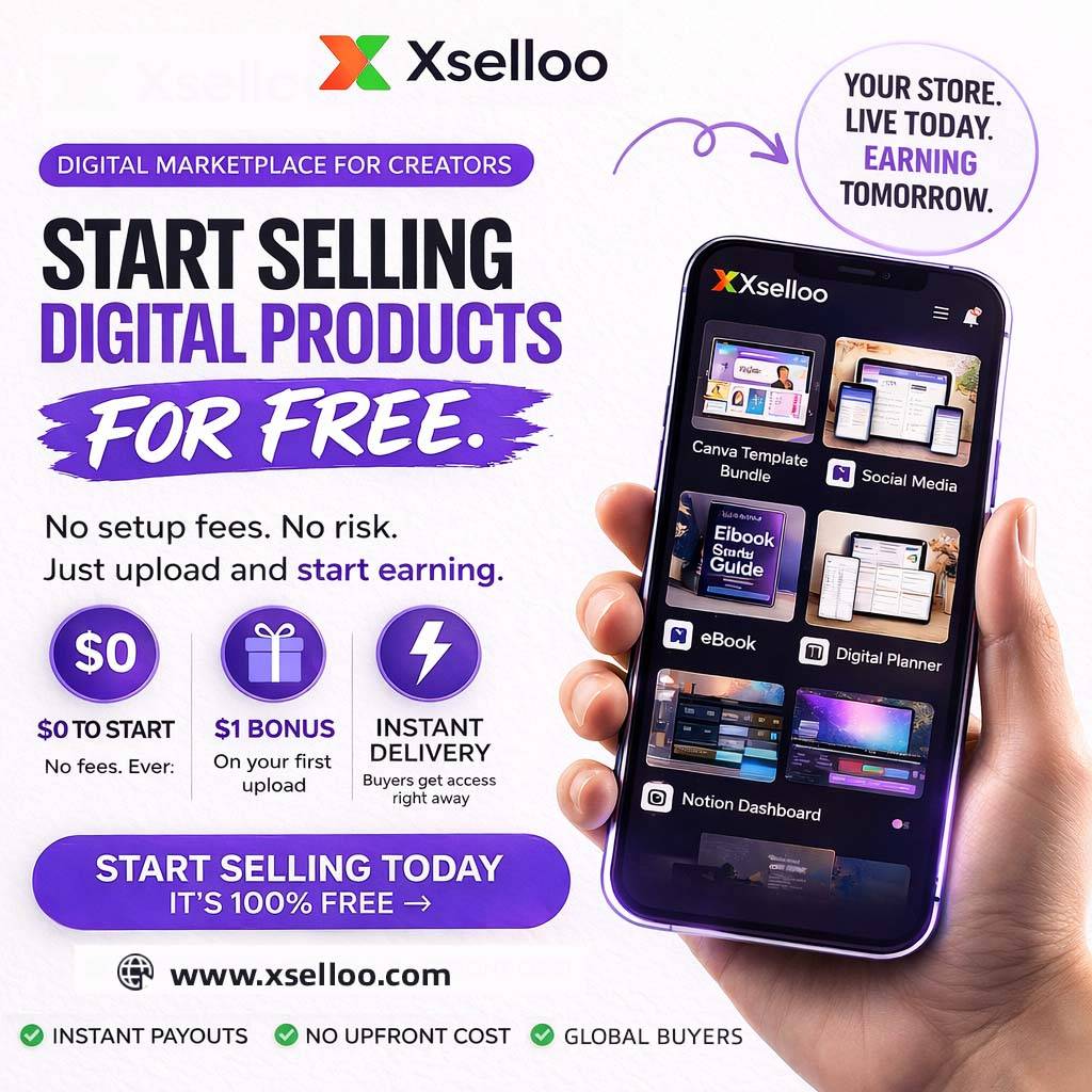 Turn your phone into a money-making machine
Start selling digital products today on Xselloo. No fee...