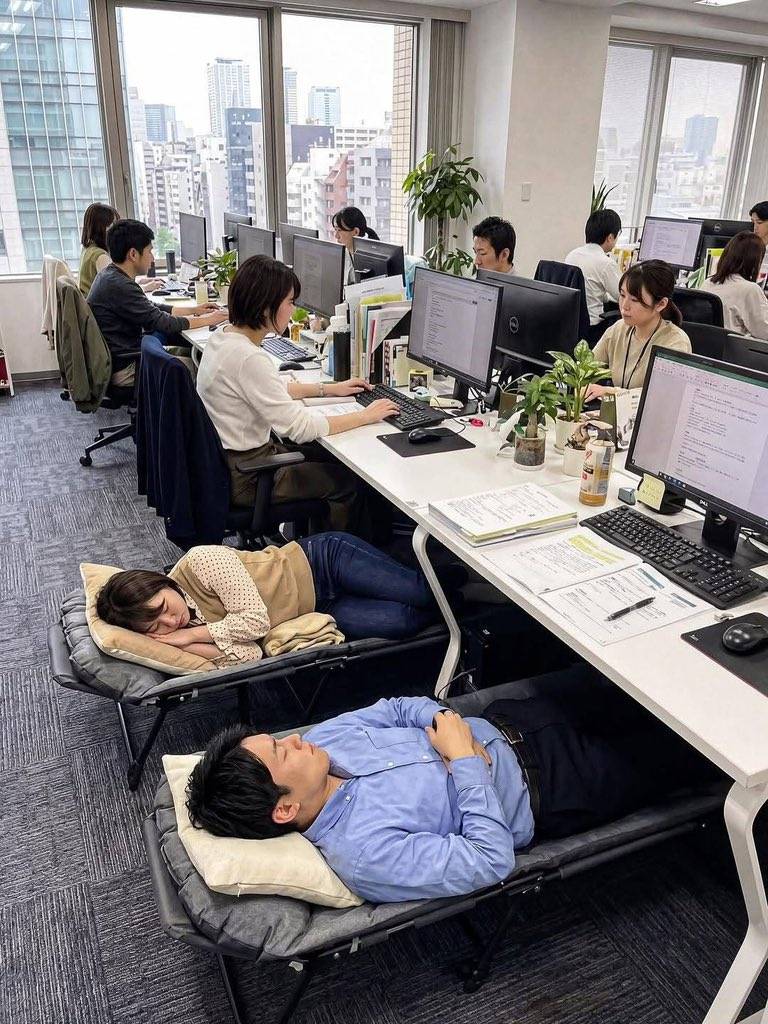 In Japan π―π΅ napping at work is not only accepted, it's encouraged π΄π€πcan you try this in your own...