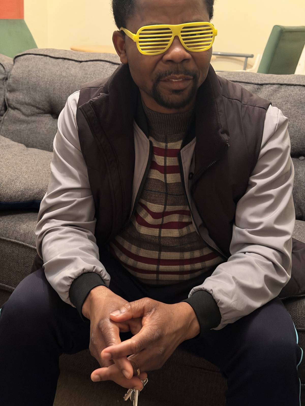 My humble self
They insist on me putting on what they call their DJ spec.
Hope l look awesome?