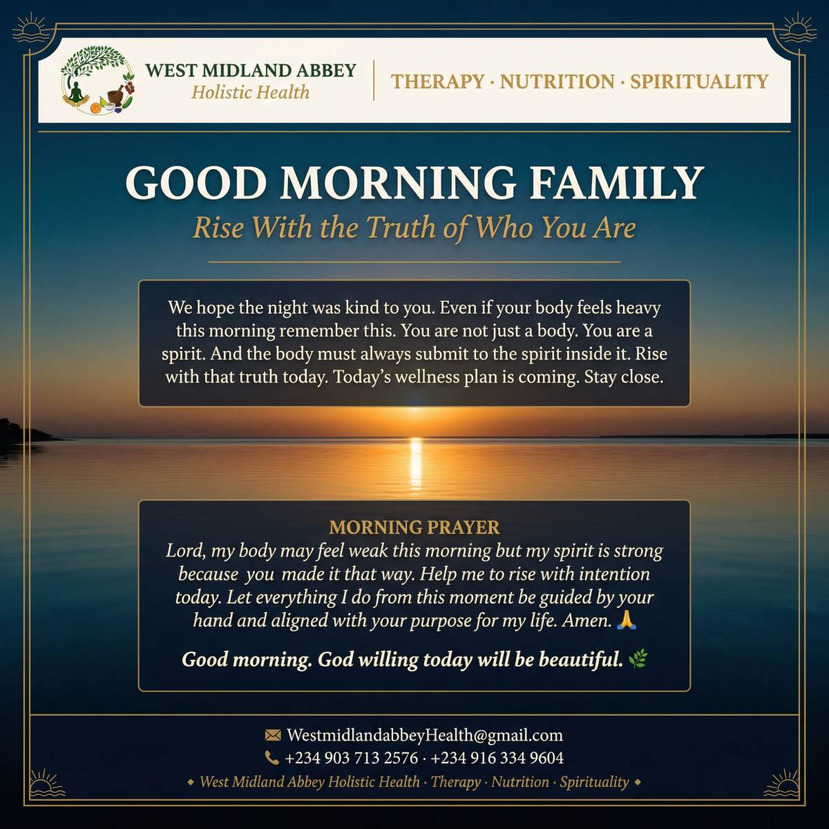 Good morning family 🌿Hope this message finds you well. Our first post this morning is a prayer. Som...