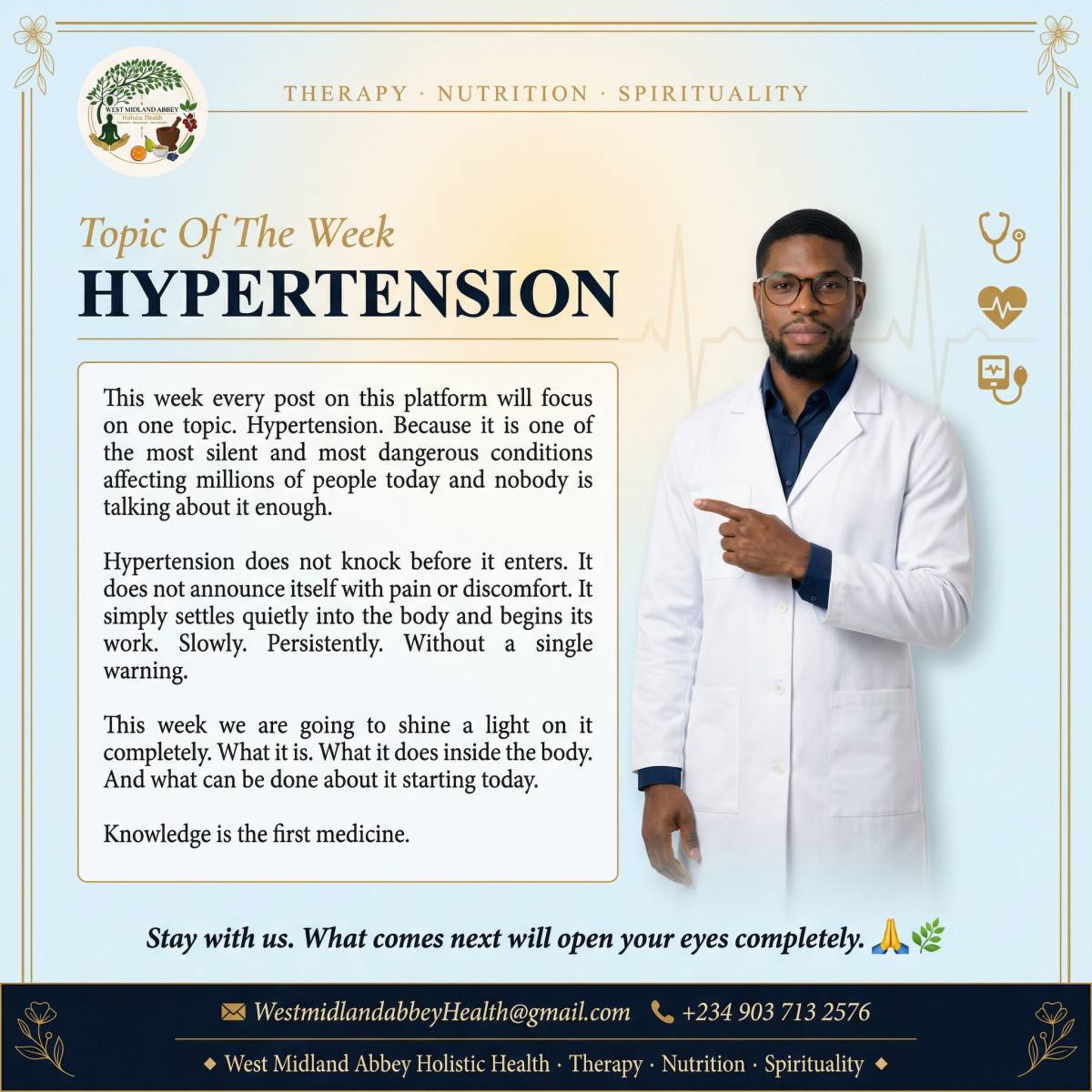 Hello family 🌿This is the topic we have selected to discuss with you this week. Hypertension.
We d...