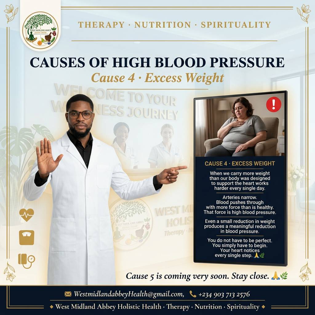 Hello everyone 🌿This is Cause 4 of what silently builds high blood pressure in the body. Excess Wei...