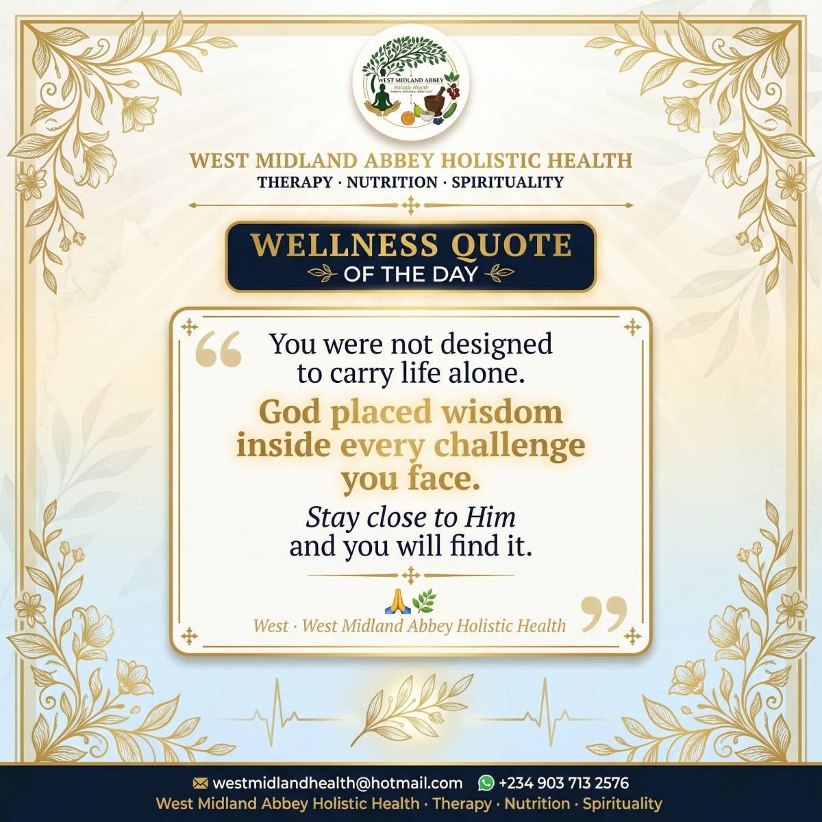 Good afternoon everyone. ๐ฟ I hope the day is going smoothly for you.
Here is our Wellness Quote of...