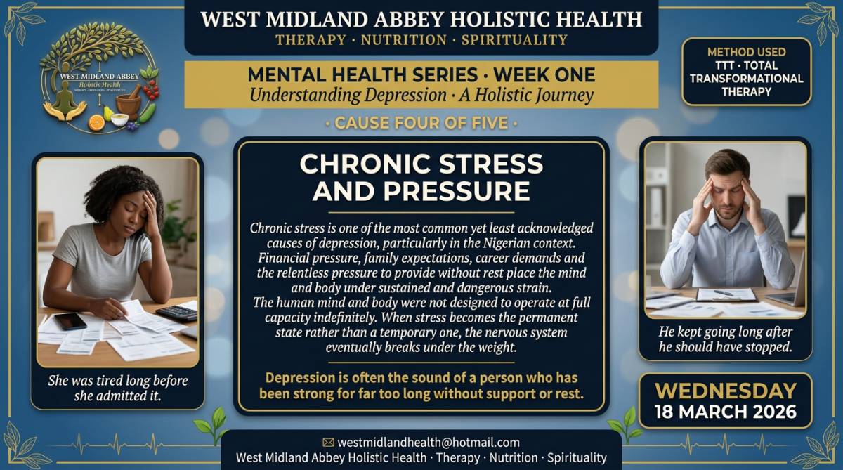 CAUSE FOUR · CHRONIC STRESS AND PRESSURE🌿
This is the fourth cause of depression. In Nigeria we c...