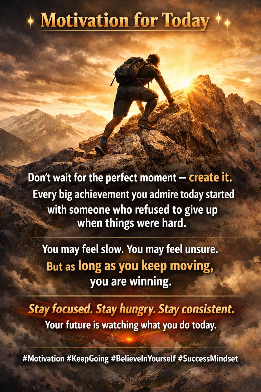 ✨ Motivation for Today ✨
Don’t wait for the perfect moment — create it.
Every big achievement you...