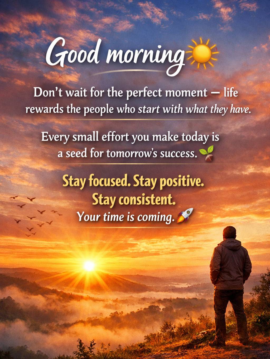 Good morning ☀️
Don’t wait for the perfect moment — life rewards the people who start with what the...