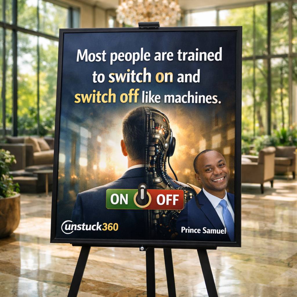 “Most people are trained to switch on and switch off like machines.”
Clock in.
Clock out.
Repeat....