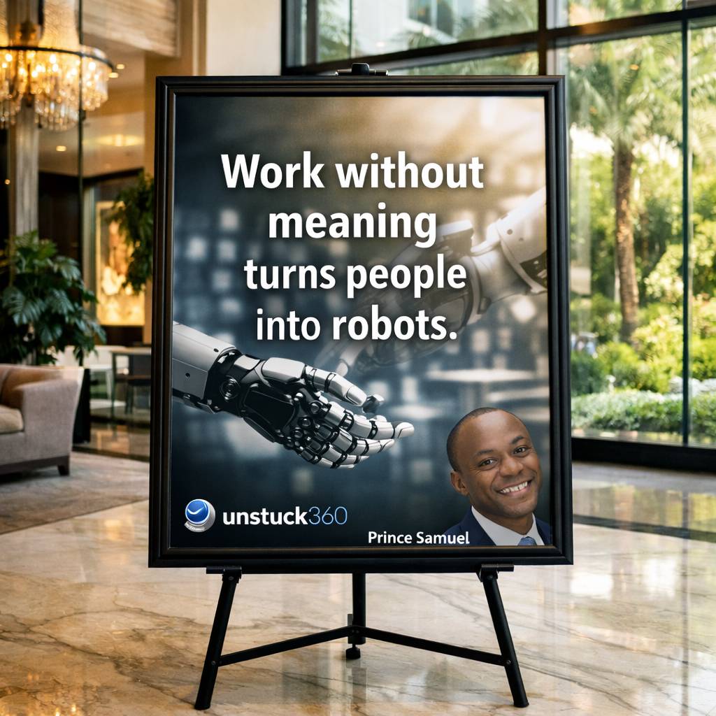 “Work without meaning turns people into robots.”
Wake up.
Work.
Produce.
Repeat.
If there is no co...