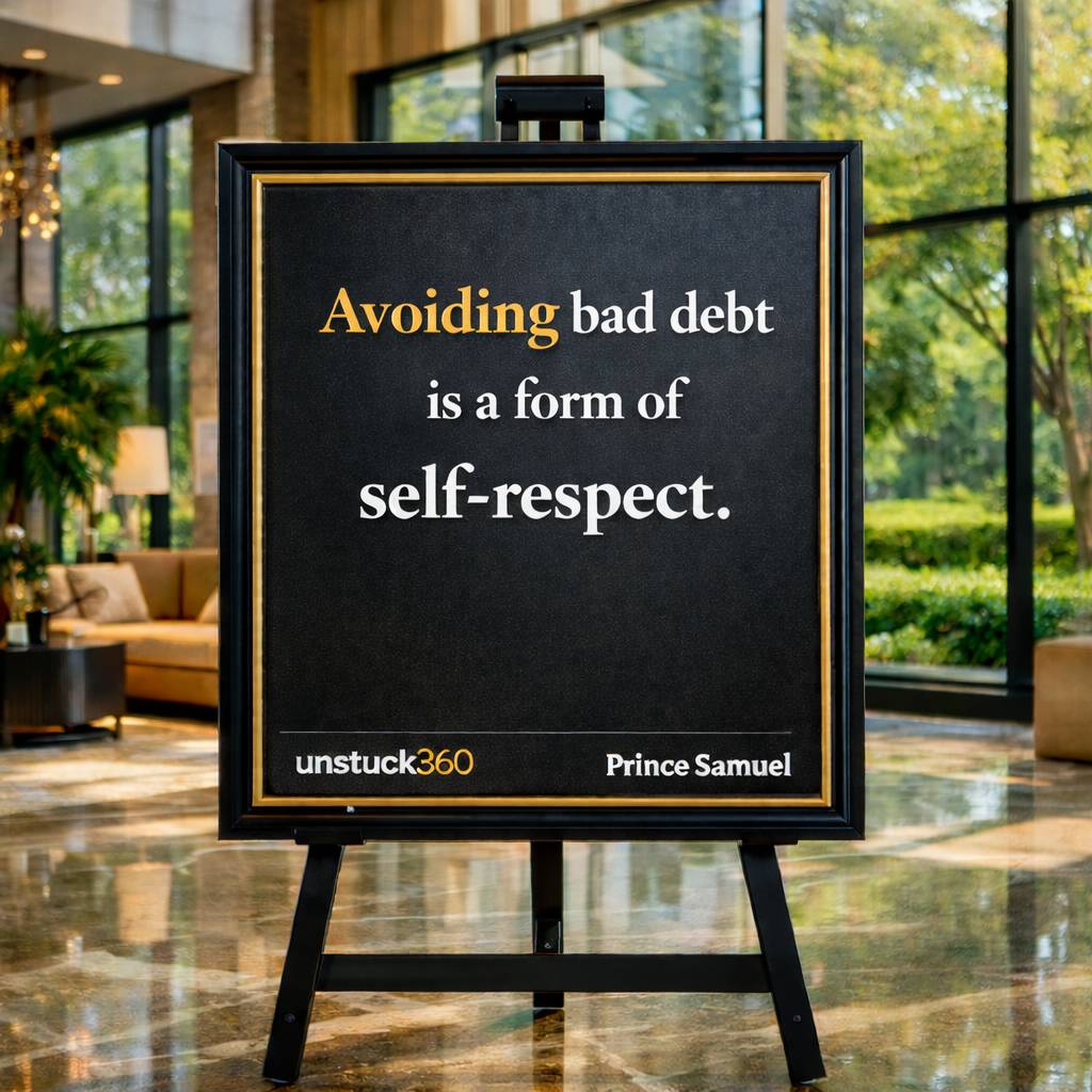 Avoiding bad debt is a form of self-respect.
Debt itself is not always the problem.
The real prob...