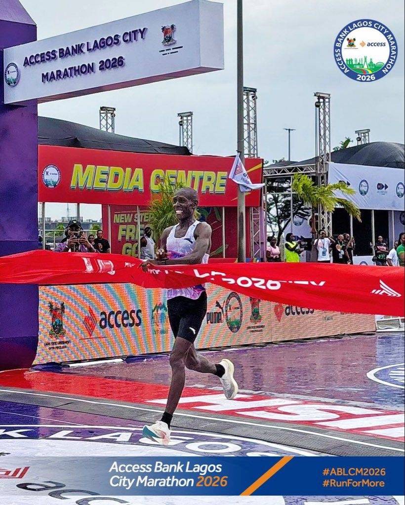 JUST IN: Ezra Kipchumba Kering from Kenya wins the 2026 Lagos City Marathon after finishing in 02:11...