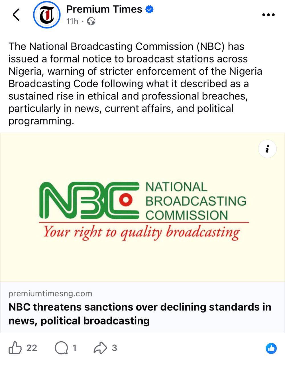 Nigerian National Broadcasting Commission wants to silence and intimidate the 4th Arm of the State i...