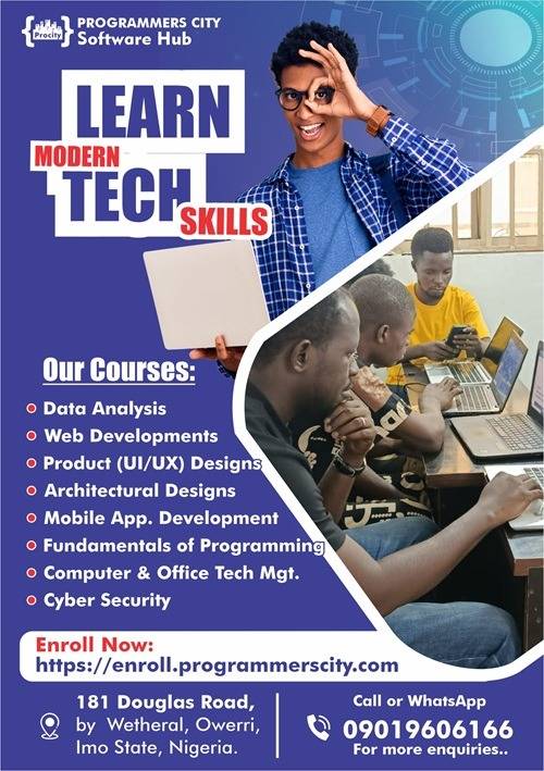 If you are in Owerri, and you want to learn a new TECH Skill or Upskill yourself in a particular TEC...
