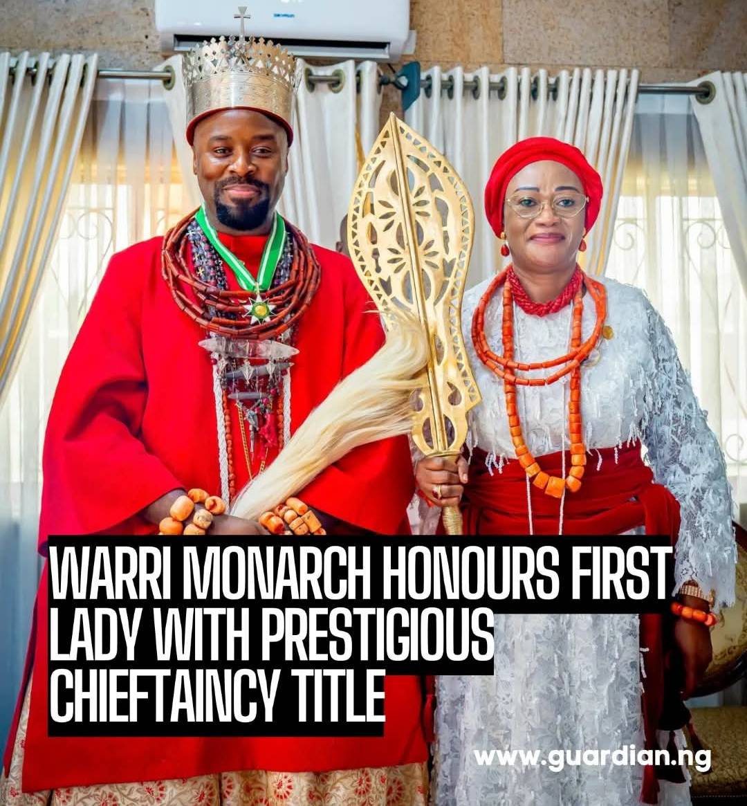 Ogiame Atuwatse III honoured Nigeria’s First Lady, Oluremi Tinubu, with the chieftaincy title Utukpa...