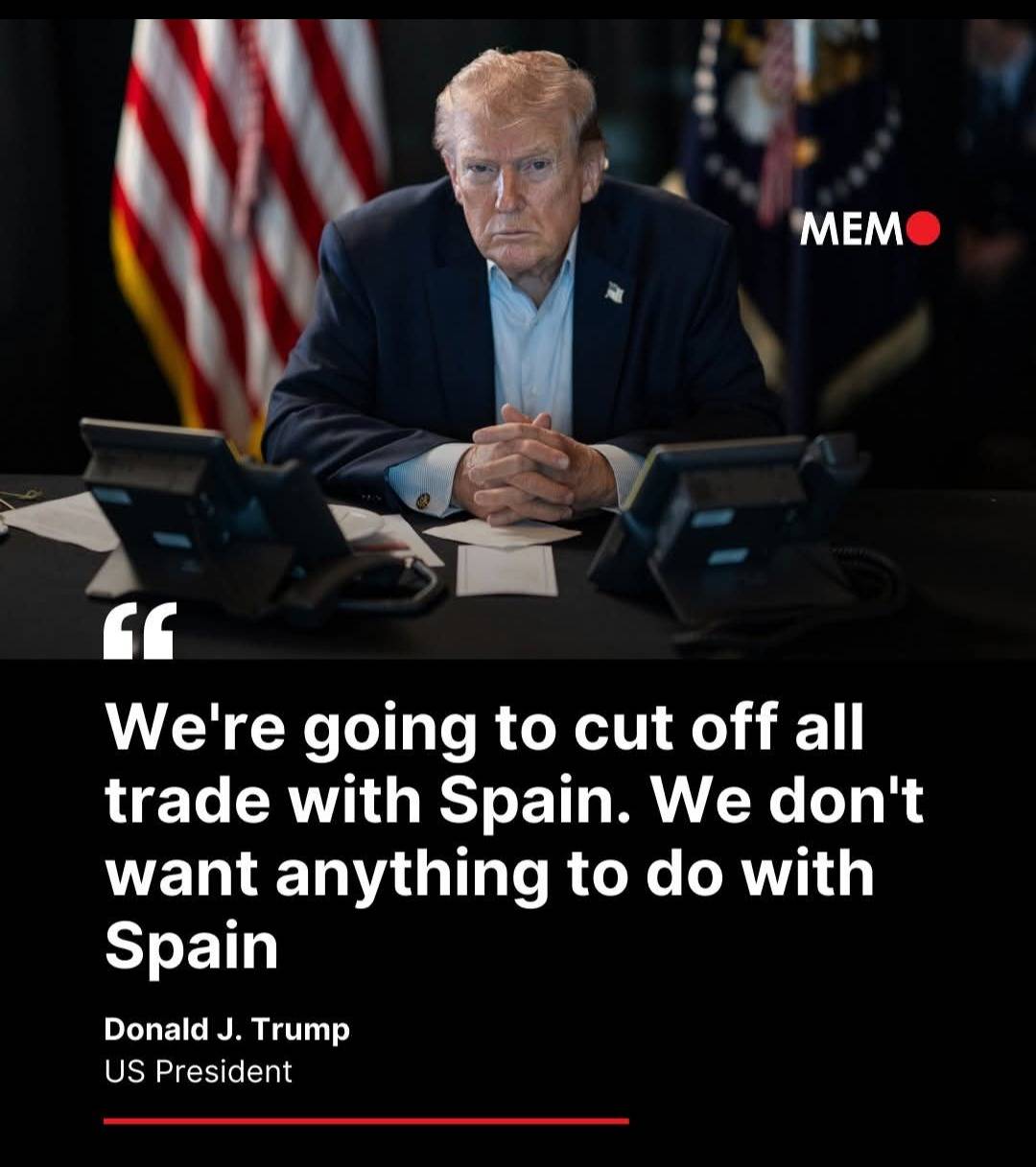 President Donald Trump said Tuesday that he will cut off all trade with Spain after Barcelona prohib...