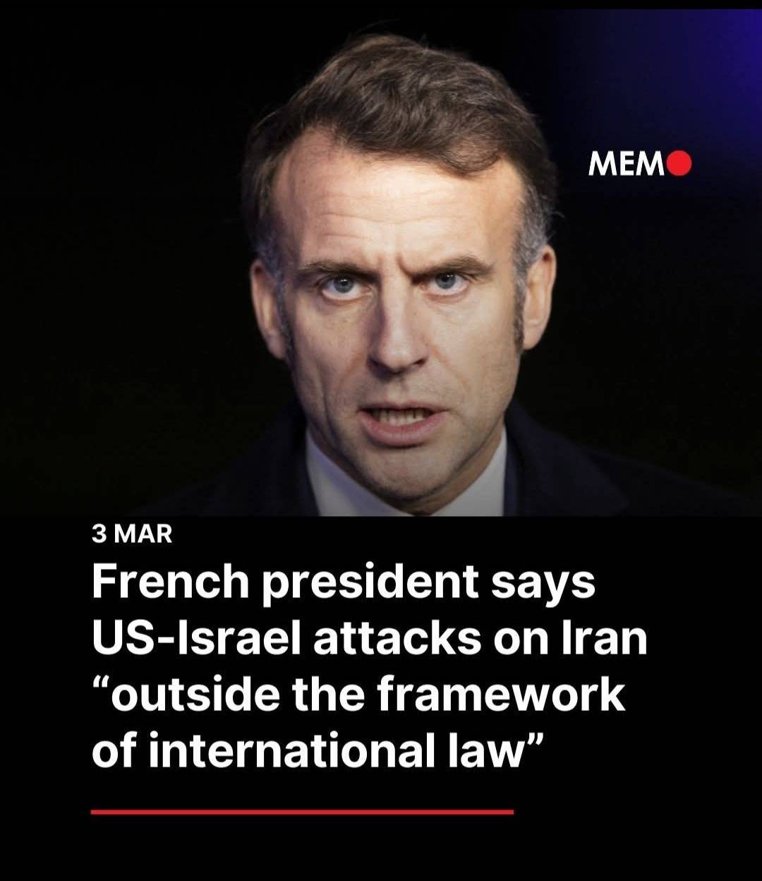 French President Emmanuel Macron disapproved Tuesday of the US-Israeli attacks on Iran, stressing th...