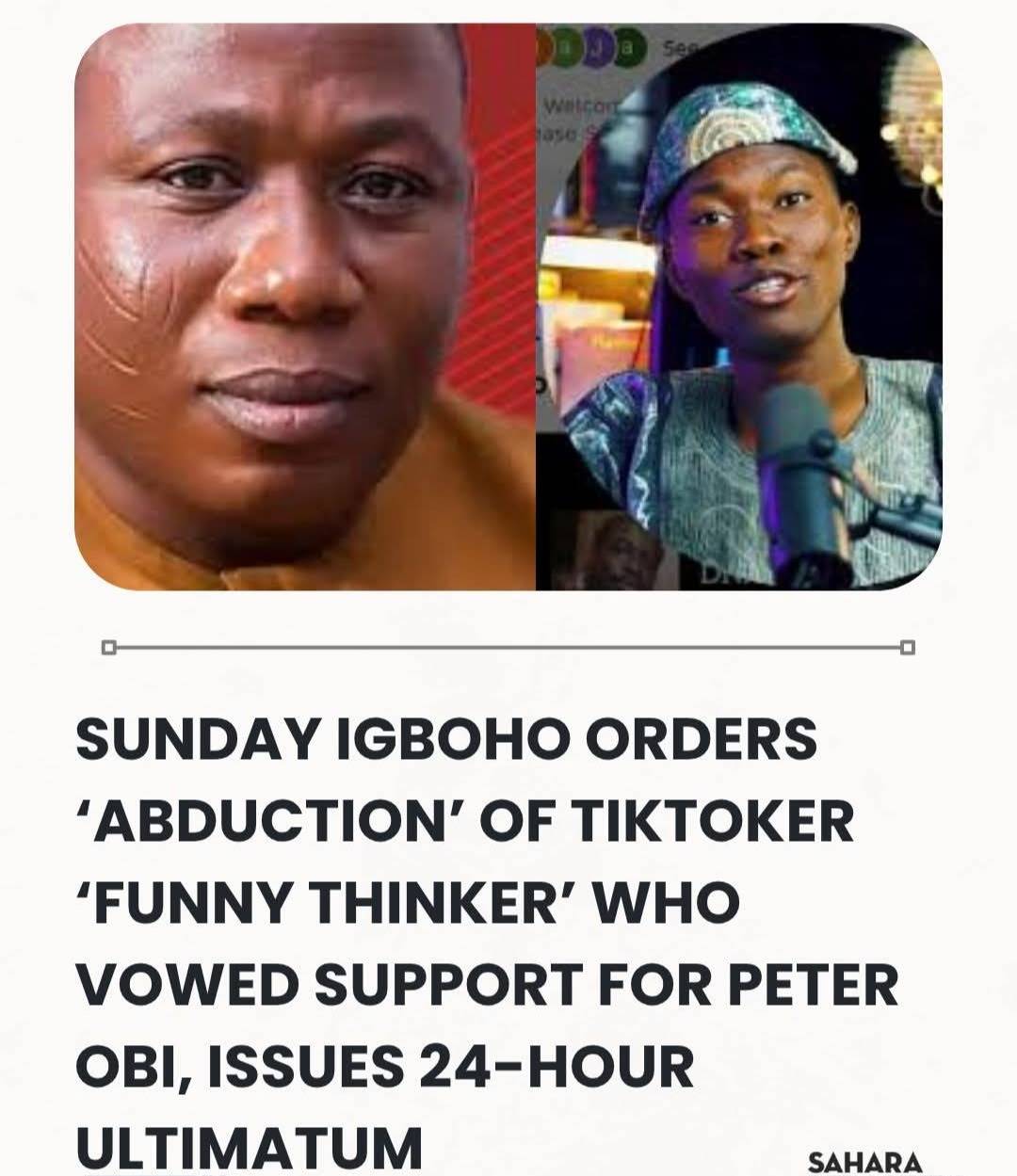 LEAKED AUDIO: Sunday Igboho Orders ‘Abduction’ Of TikToker ‘Funny Thinker’ Who Vowed Support For Pet...