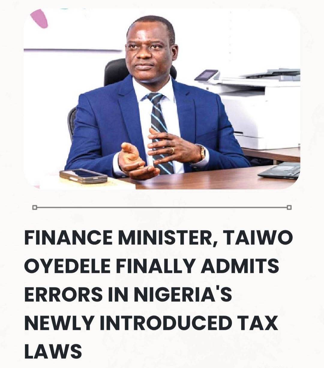 Finance Minister, Taiwo Oyedele Finally Admits Errors In Nigeria's Newly Introduced Tax Laws😯