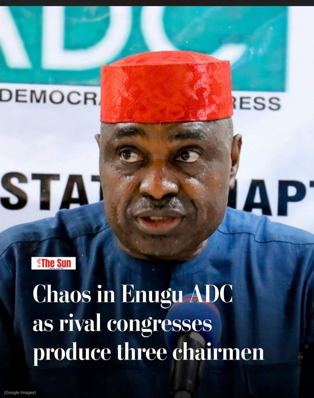 The African Democratic Congress (ADC) in Enugu State is facing a leadership crisis with three factio...