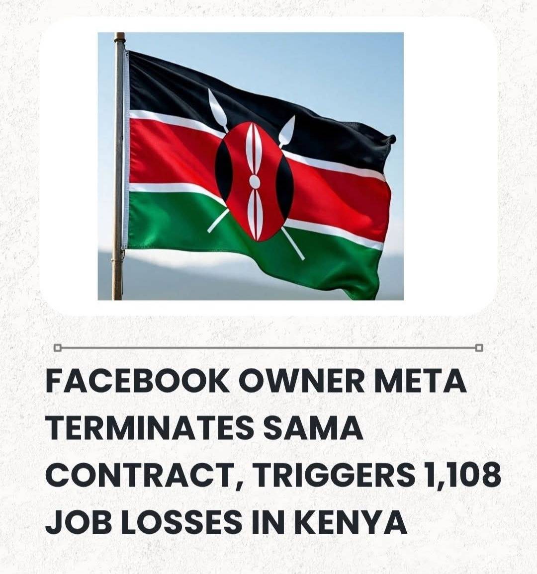 Meta, the owner of Facebook, discontinues Sama contract, resulting in 1,108 job losses in Kenya.💔