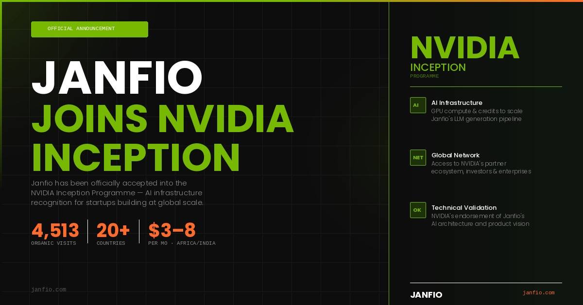 Janfio.com has been accepted into the NVIDIA Inception Programme.