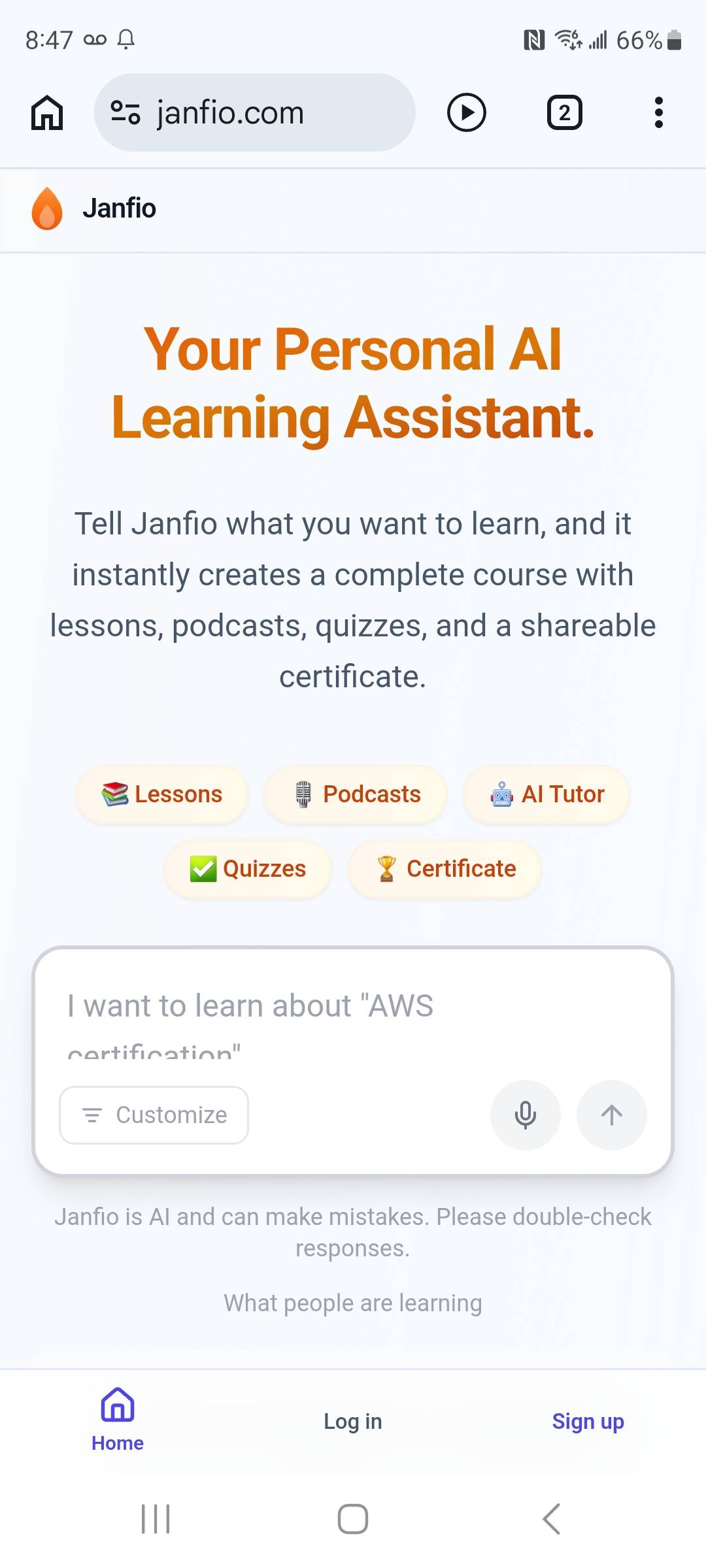 Janfio.com - Your Personal AI Learning Assistant