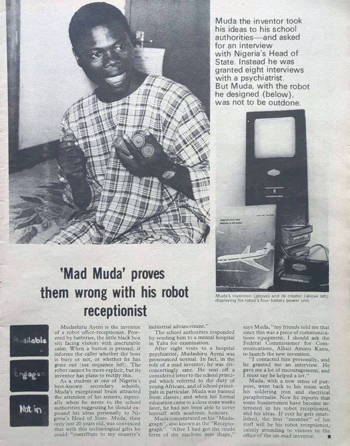 Did you know a Nigerian student in the 1970s built a robot office assistant and asked to show it to...