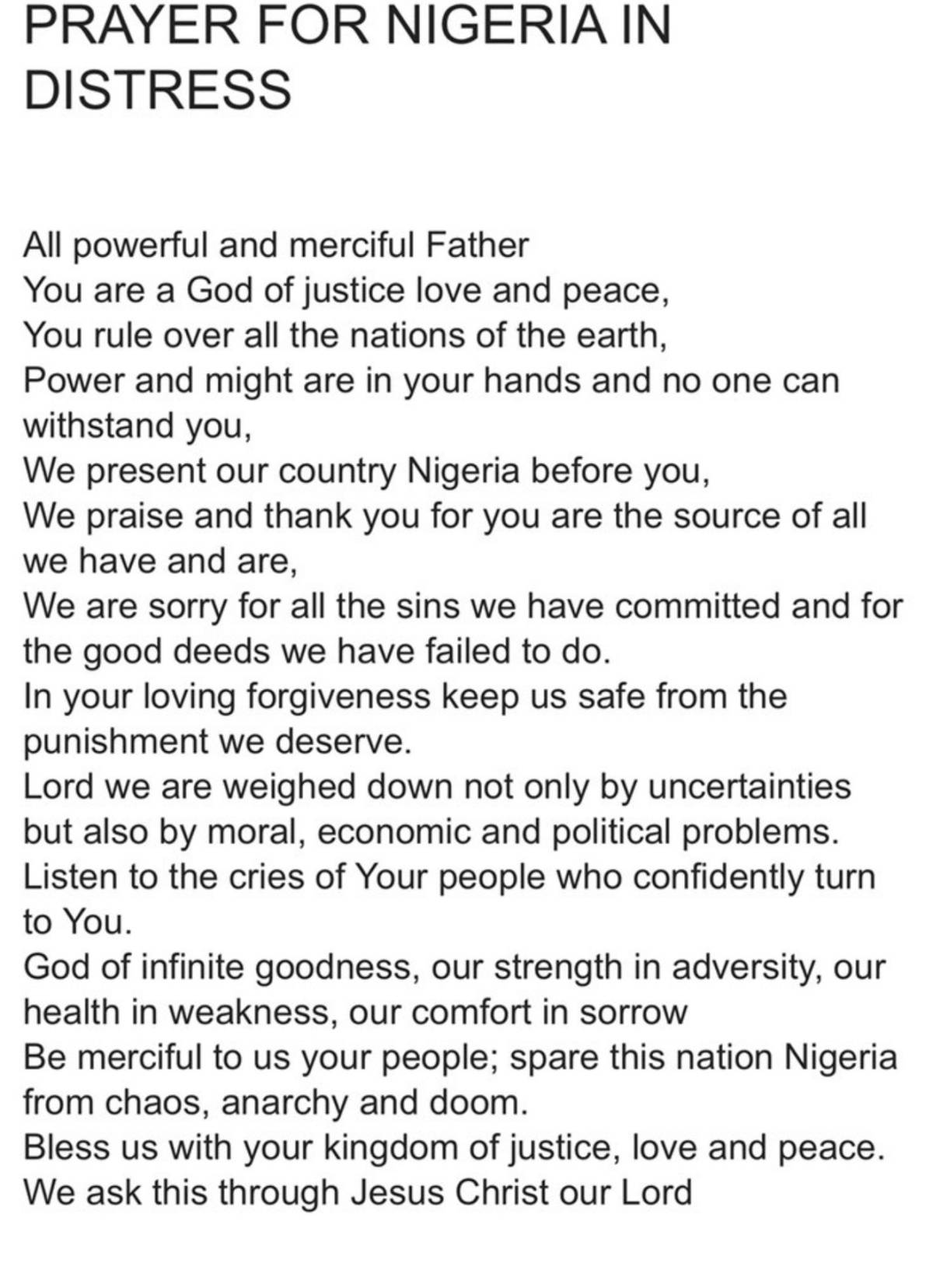 It is high time we started praying for Nigeria in Distress!