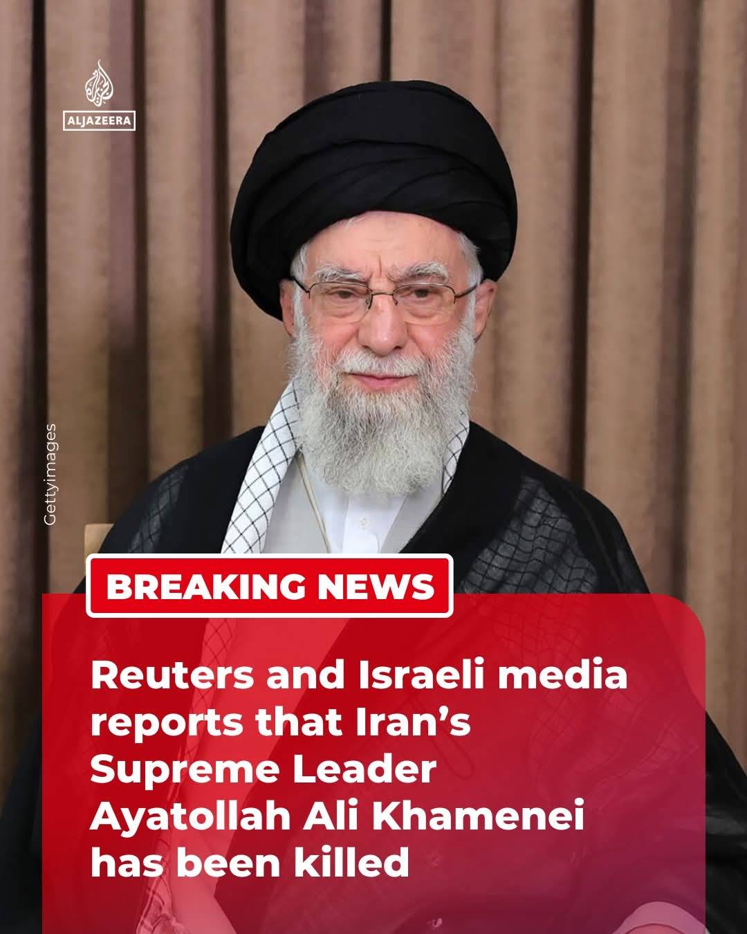 BREAKING: Iran's Supreme Leader Ayatollah Ali Khamenei has been killed and his body has been found,...