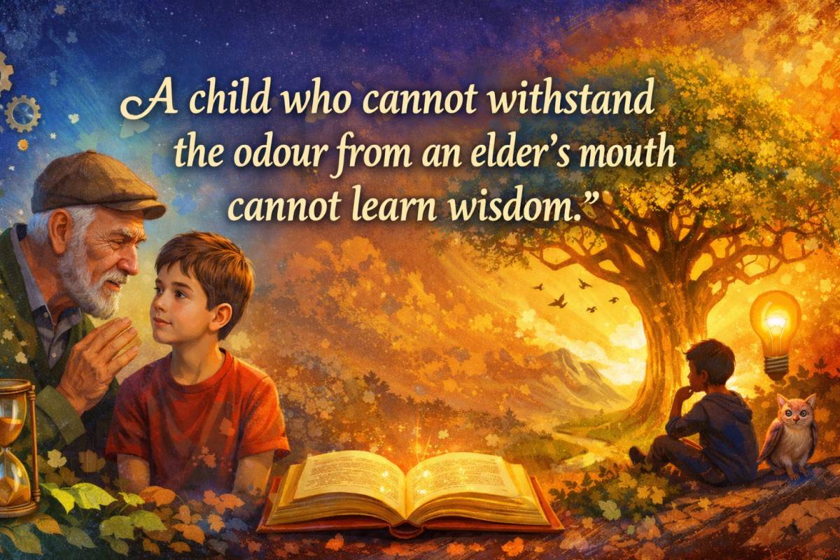 “A child who cannot withstand the odour from an elder’s mouth cannot learn wisdom.”
Growth is not a...